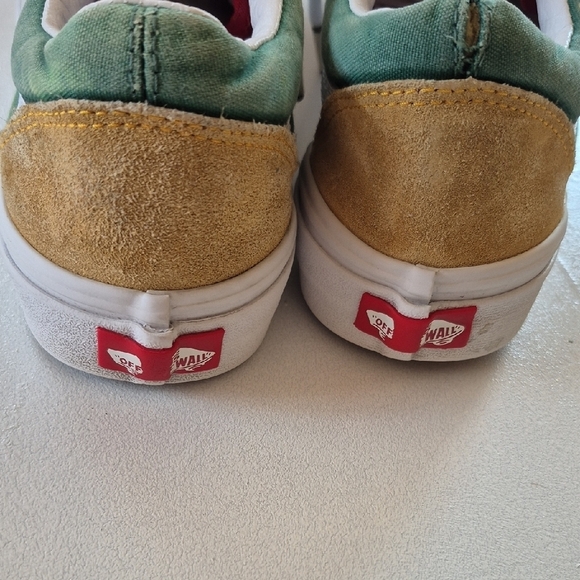 Distressed Vans Multicolor Sneakers - Green, Blue, Tan - Picture 5 of 8